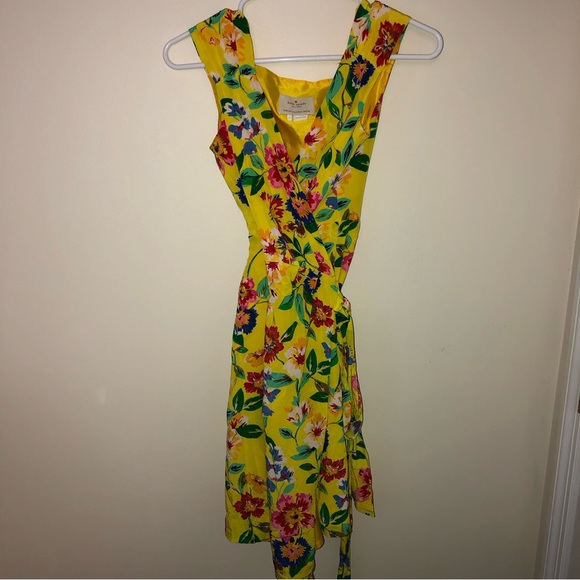kate spade Dresses Kate Spade Cathleen Silk Yellow Floral Wrap